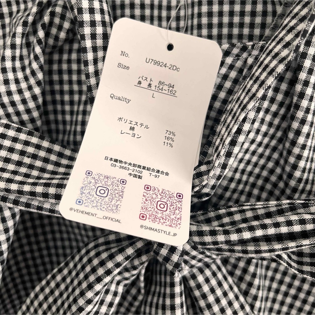 しまむら(シマムラ)のしまむら ガーリー系 ギンガムチェック 半袖 リボン Lサイズ レディースのトップス(シャツ/ブラウス(半袖/袖なし))の商品写真