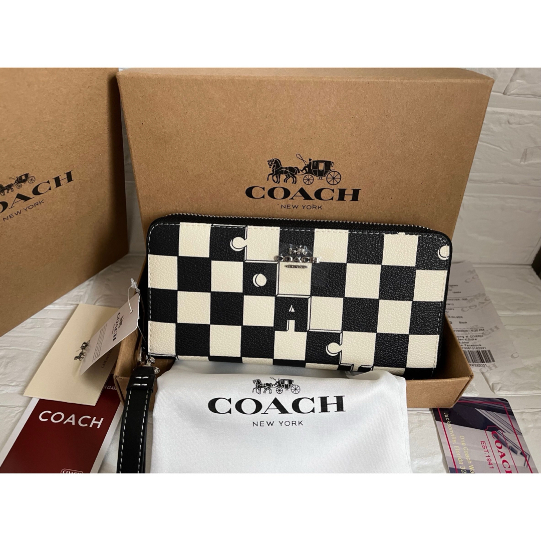 COACH(コーチ)のCOACH長財布チェック柄ロングジップアラウンドウォレット新作 レディースのファッション小物(財布)の商品写真