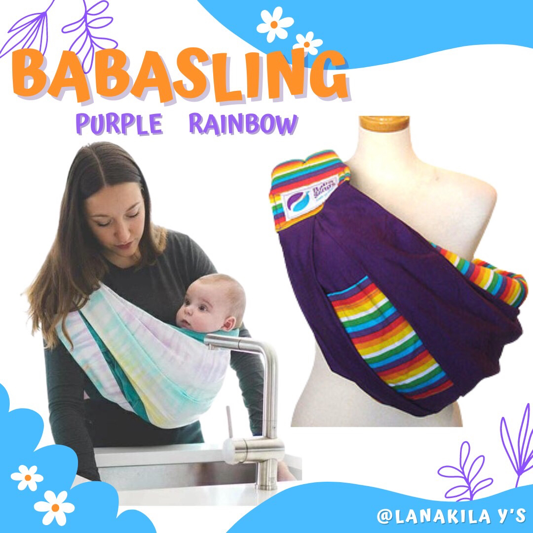 baba slings(ババスリング)のbabasling　ババスリング　スリング 抱っこひも 　パープル　レインボー  キッズ/ベビー/マタニティの外出/移動用品(スリング)の商品写真