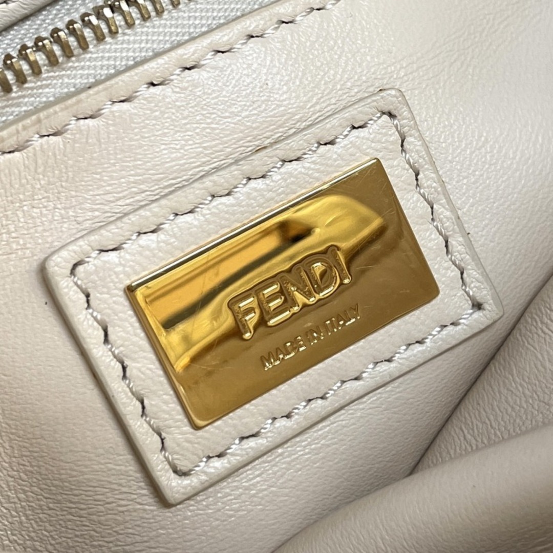 FENDI(フェンディ)のフェンディ ピーカブー スモール レザー バッグ トートバッグ ショルダーバッグ ベージュ ブラック レディースのバッグ(トートバッグ)の商品写真