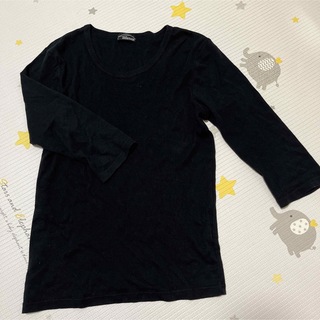黒トップス　シンプル　五部袖　七分袖　春　メンズ　カットソー　Tシャツ(Tシャツ/カットソー(七分/長袖))