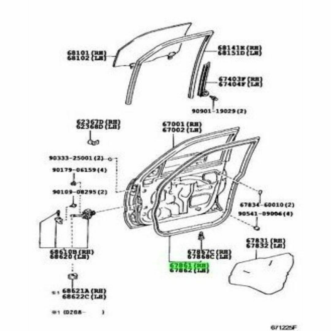 トヨタ(トヨタ)のトヨタ ランドクルーザー 100 フロントドア ウエザストリップ 左 自動車/バイクのバイク(パーツ)の商品写真