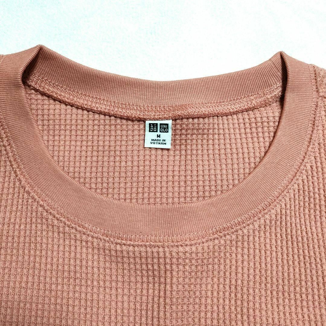 UNIQLO(ユニクロ)のUNIQLO ユニクロ (M)　ワッフルクルーネックT　長袖 レディースのトップス(Tシャツ(長袖/七分))の商品写真