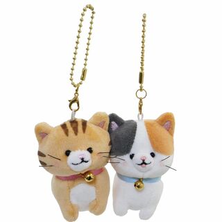 ニコぬいキーホルダー ペアミニぬいぐるみ ボールチェーン 茶トラ みけねこ★新品