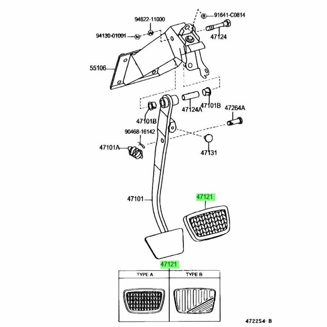 トヨタ(トヨタ)のトヨタ アリスト マーク2 ヴェロッサ アクセル ブレーキ ペダル パッドセット 自動車/バイクの自動車(車種別パーツ)の商品写真