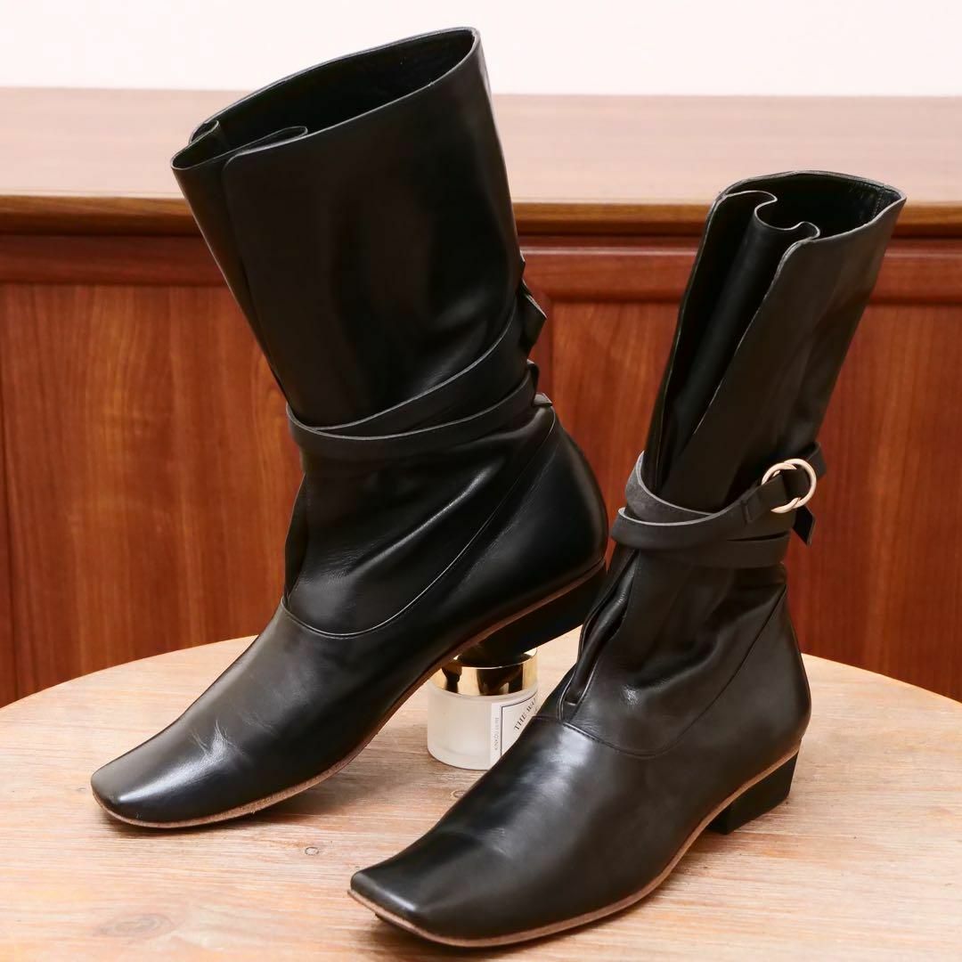 良品✨【YOHJI YAMAMOTO+NOIR】Size4 ブラック ブーツ レディースの靴/シューズ(ブーツ)の商品写真