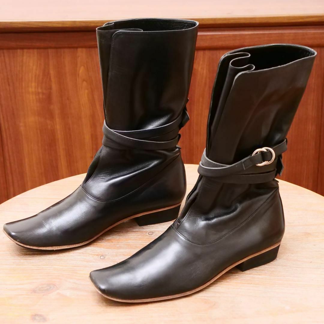 良品✨【YOHJI YAMAMOTO+NOIR】Size4 ブラック ブーツ レディースの靴/シューズ(ブーツ)の商品写真