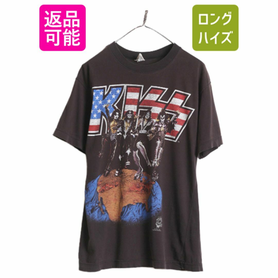 90s ☆ キッス ツアー イラスト プリント Tシャツ メンズ L 黒 90s ☆ キッス ツアー イラスト プリント Tシャツ メンズ L 黒