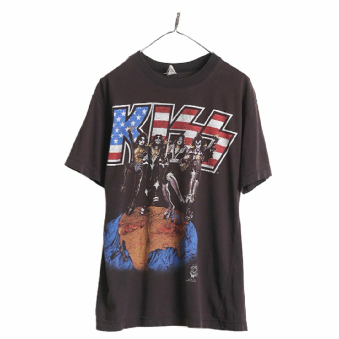 90s ☆ キッス ツアー イラスト プリント Tシャツ メンズ L 黒 90s ☆ キッス ツアー イラスト プリント Tシャツ メンズ L 黒