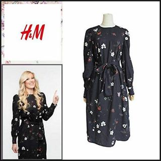 【H＆M】フラワープリントワンピース　花柄　黒 ゆったり　大きめ　大きい