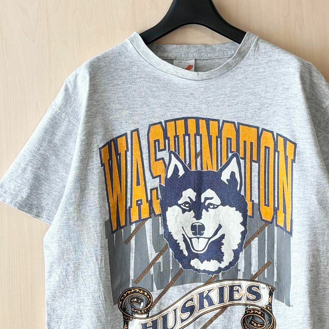 VINTAGE(ヴィンテージ)の90s USA製古着　ヴィンテージ　カレッジTシャツ　ワシントン大学　霜降り メンズのトップス(Tシャツ/カットソー(半袖/袖なし))の商品写真