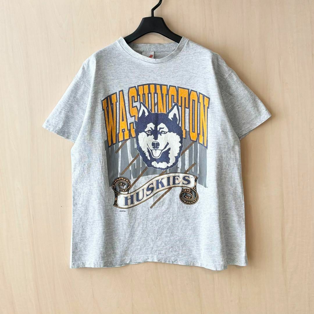 VINTAGE(ヴィンテージ)の90s USA製古着　ヴィンテージ　カレッジTシャツ　ワシントン大学　霜降り メンズのトップス(Tシャツ/カットソー(半袖/袖なし))の商品写真