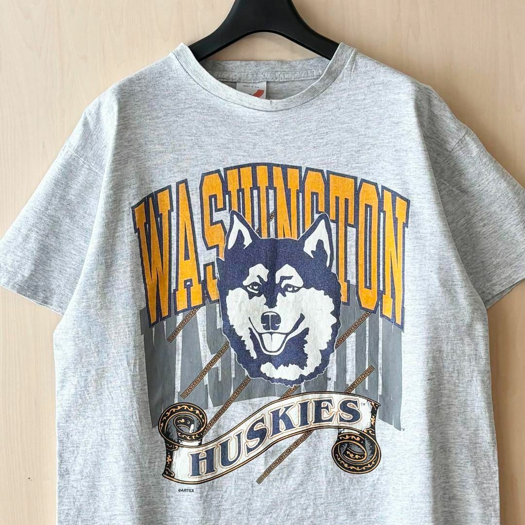 VINTAGE(ヴィンテージ)の90s USA製古着　ヴィンテージ　カレッジTシャツ　ワシントン大学　霜降り メンズのトップス(Tシャツ/カットソー(半袖/袖なし))の商品写真