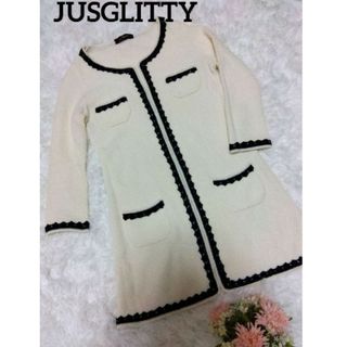 美品　JUSGLITTY　ジャスグリッティー　ニットジャケットロングカーディガン