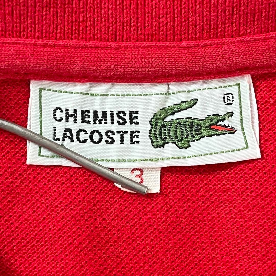 LACOSTE(ラコステ)のLACOSTE ポロシャツ 鹿の子 赤 半袖 3 90s 古着 メンズのトップス(ポロシャツ)の商品写真