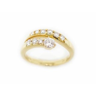 木下真珠 K18YG ダイヤモンド 0.233ct メレダイヤ 0.32ct デザイン リング ＃10【新宿店】【中古】(リング(指輪))