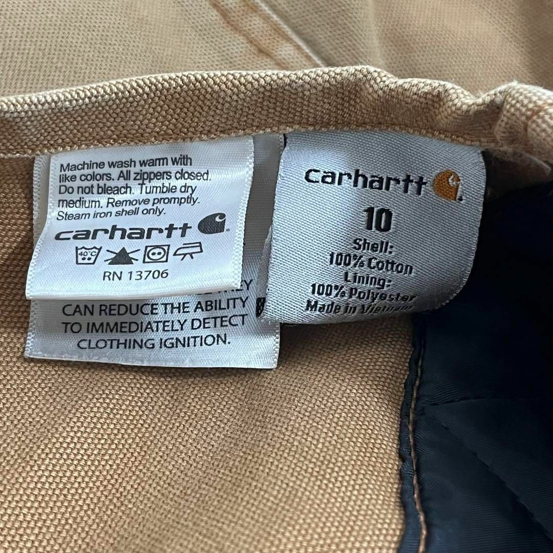 carhartt(カーハート)のcarhartt キッズ オーバーオール 裏キルティング 古着 子供用 10 キッズ/ベビー/マタニティのキッズ服女の子用(90cm~)(パンツ/スパッツ)の商品写真