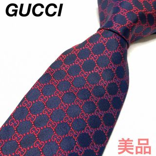 グッチ(Gucci)の☆美品☆GUCCI gg総柄 ネイビー レッド ネクタイ 0402s55(ネクタイ)