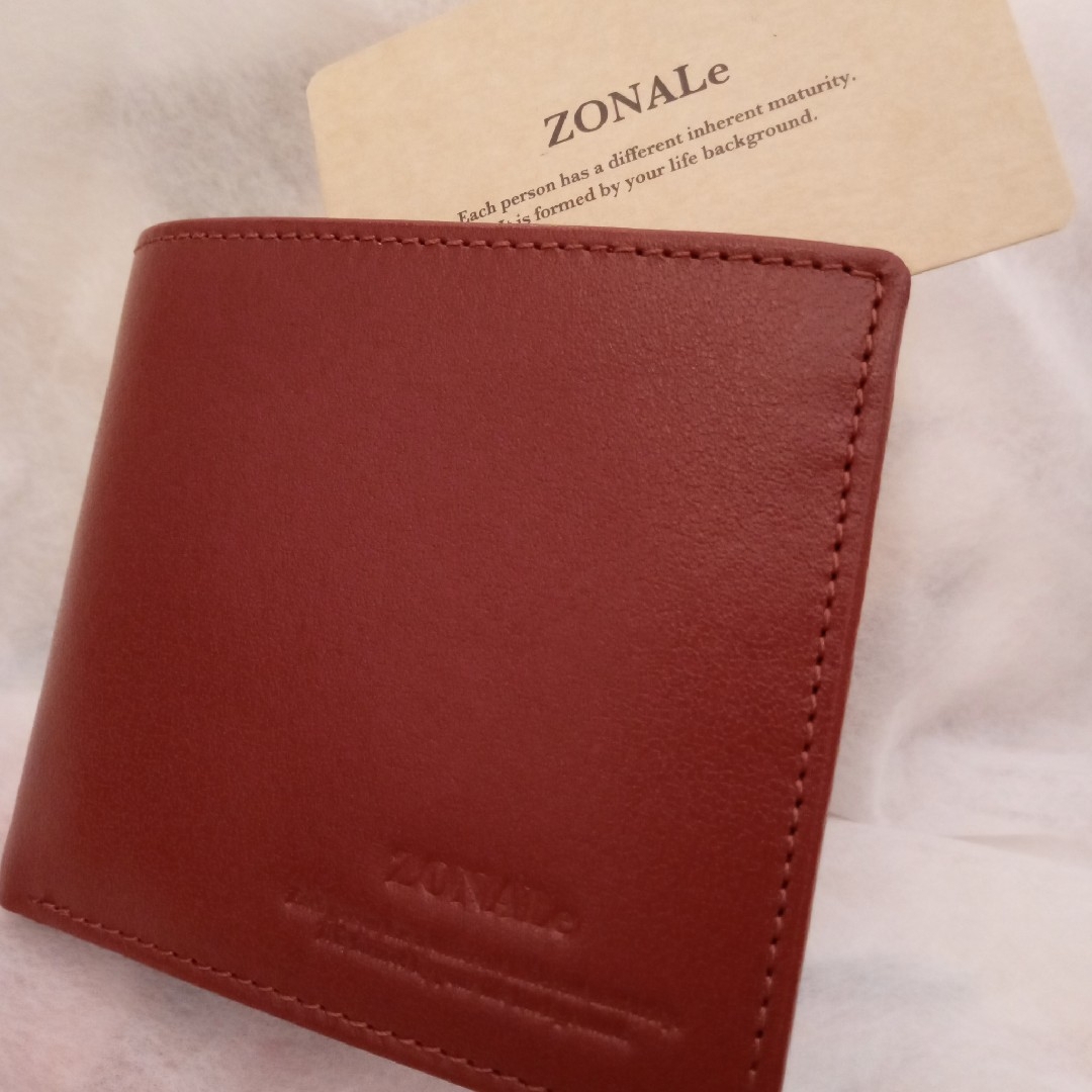 ZONALe(ゾナール)の②―2新品未使用 ZONAL ゾナール紳士革二つ折ブラウン財布  定価11000 メンズのファッション小物(折り財布)の商品写真