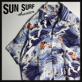 サンサーフ(Sun Surf)の【美品】サンサーフ　開襟　半袖　アロハシャツ　鶴　鳥　海　即完売モデル　M(シャツ)