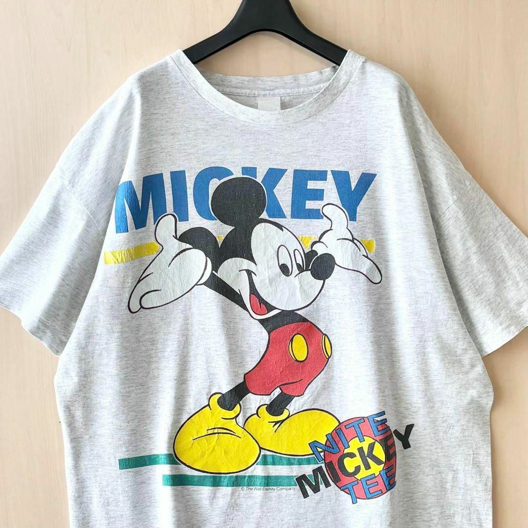 Disney(ディズニー)の90s古着　ヴィンテージ　キャラTシャツ　NITE MICKEY TEE 霜降り メンズのトップス(Tシャツ/カットソー(半袖/袖なし))の商品写真