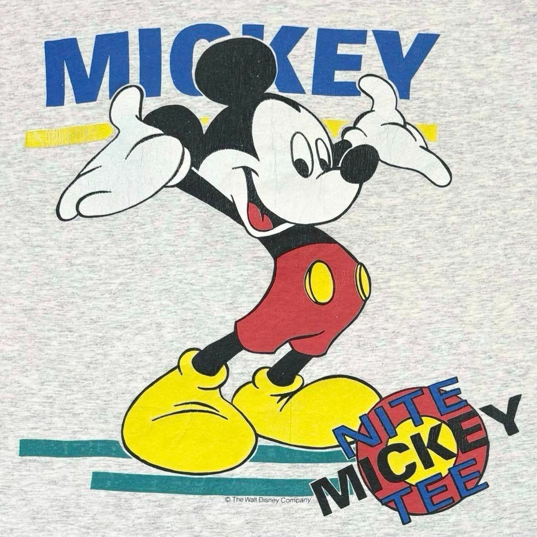 Disney(ディズニー)の90s古着　ヴィンテージ　キャラTシャツ　NITE MICKEY TEE 霜降り メンズのトップス(Tシャツ/カットソー(半袖/袖なし))の商品写真