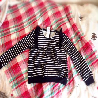 ページボーイ(PAGEBOY)のフリル付ボーダートップス(トレーナー/スウェット)