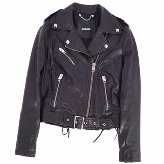 ディーゼル DIESEL ジャケット レザージャケット ダブルライダース ラムレザー アウター レディース XS ブラック(その他)