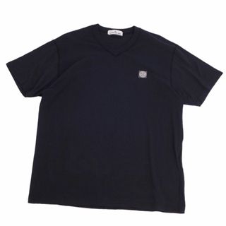 ストーンアイランド(STONE ISLAND)の美品 ストーンアイランド STONE ISLAND Tシャツ カットソー 半袖 ショートスリーブ ロゴデザイン トップス メンズ XL ブラック(Tシャツ/カットソー(半袖/袖なし))