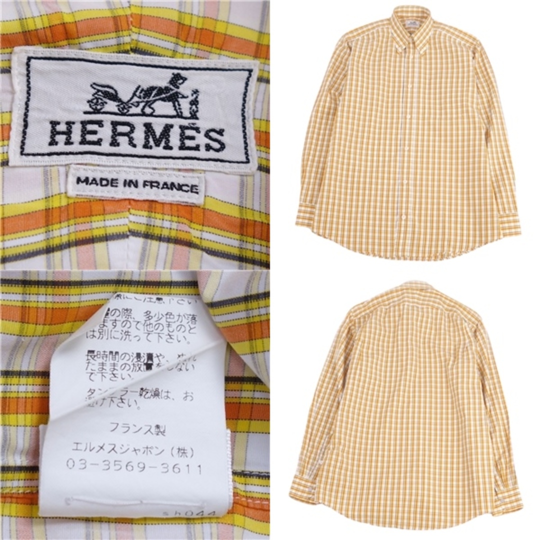 Hermes(エルメス)の美品 エルメス HERMES シャツ ボタンダウンシャツ セリエボタン ロングスリーブ 長袖 チェック トップス メンズ 39/15 1/2(M相当) マルチカラー メンズのトップス(シャツ)の商品写真