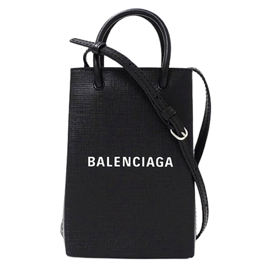 Balenciaga(バレンシアガ)のバレンシアガ BALENCIAGA バッグ レディース ブランド ハンドバッグ ショルダーバッグ 2way ショッピング フォンホルダーバッグ カーフレザー ブラック 593826 黒 ロゴ コンパクト ミニバッグ マイクロバッグ おしゃれ 【中古】 レディースのバッグ(ハンドバッグ)の商品写真