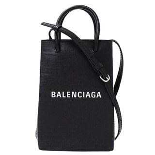 バレンシアガ(Balenciaga)のバレンシアガ BALENCIAGA バッグ レディース ブランド ハンドバッグ ショルダーバッグ 2way ショッピング フォンホルダーバッグ カーフレザー ブラック 593826 黒 ロゴ コンパクト ミニバッグ マイクロバッグ おしゃれ 【中古】(ハンドバッグ)