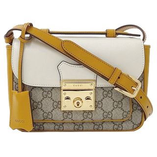 グッチ(Gucci)のグッチ GUCCI バッグ レディース ブランド ハンドバッグ ショルダーバッグ 2way GGスプリーム パドロック ベージュ ホワイト マスタード 658487 コンパクト おしゃれ 斜め掛け 【中古】(ハンドバッグ)