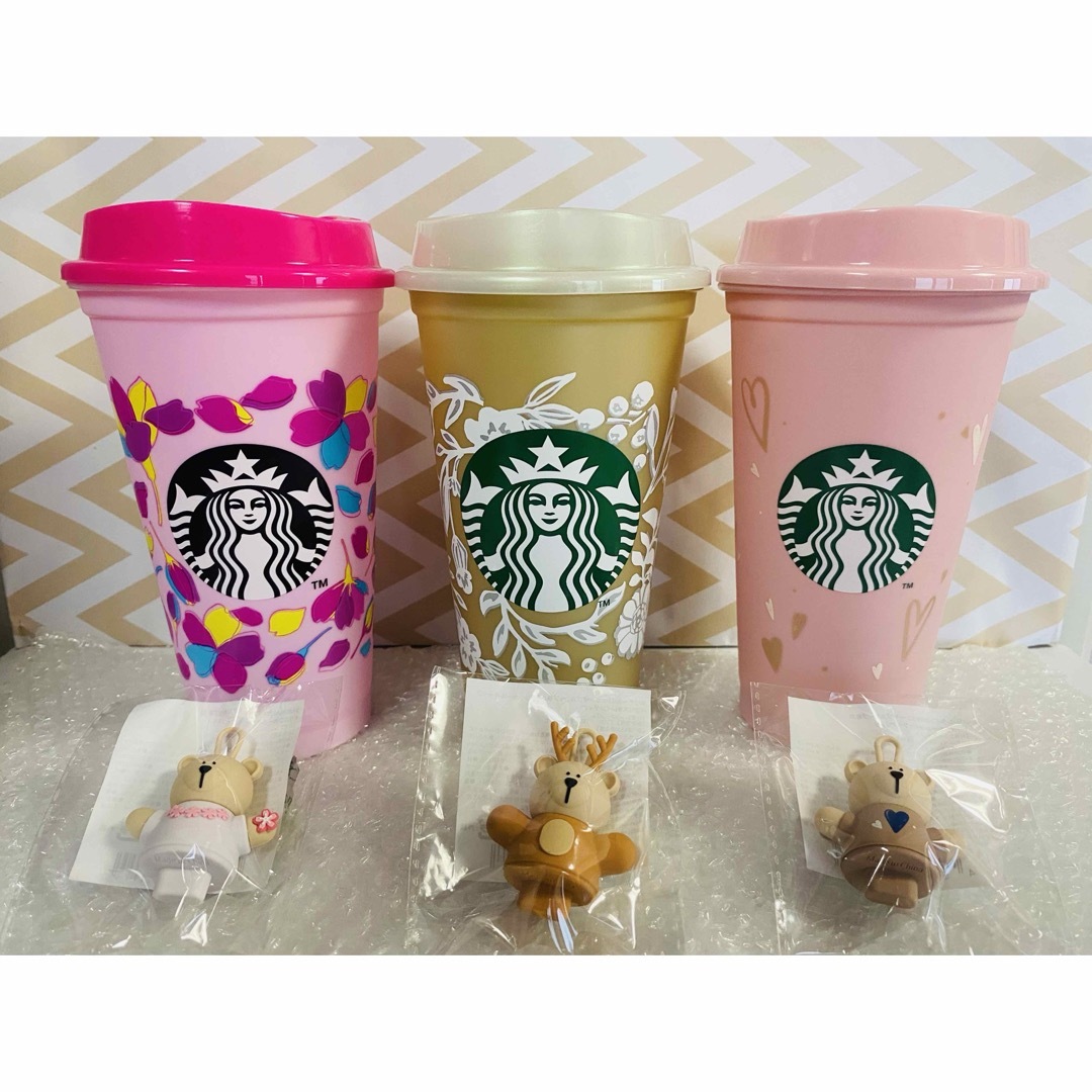 Starbucks(スターバックス)の[完売品] スタバ　リユーサブルカップ　ベアリスタキャップ　まとめ売り インテリア/住まい/日用品のキッチン/食器(タンブラー)の商品写真