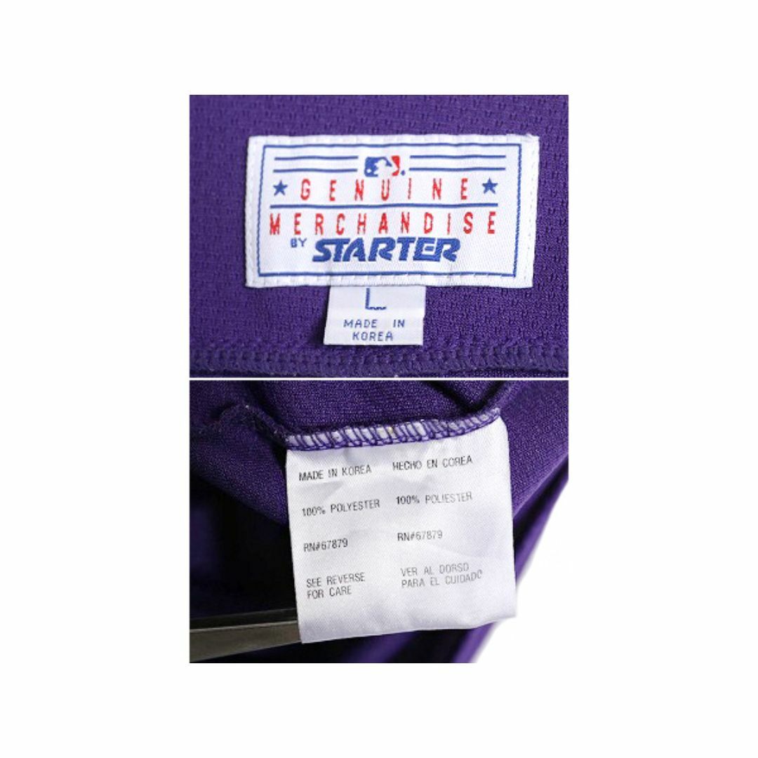 MLB オフィシャル スターター デビルレイズ ベースボール シャツ メンズ L ユニフォーム ゲームシャツ 半袖シャツ メジャーリーグ 廃盤 紫 スポーツ/アウトドアの野球(ウェア)の商品写真