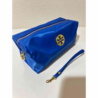 トリーバーチ(Tory Burch)の未使用★トリーバーチ★ロイヤルブルー青ゴールドコスメ化粧ナイロンポーチ(ポーチ)