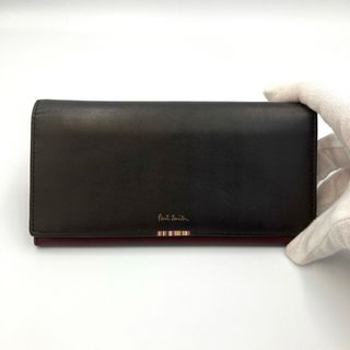 ポールスミス(Paul Smith)の美品)ポールスミス ストライプ 長財布 かぶせ(長財布)