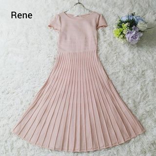 ルネ(René)の美品 Rene ルネ ニットロングワンピース ロゴファスナー ピンク 34 S(ロングワンピース/マキシワンピース)