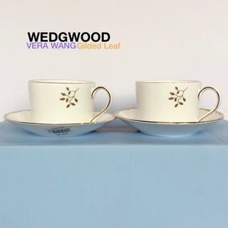 ウェッジウッド(WEDGWOOD)のWEDGWOOD ヴェラ ウォン ギルデットリーフ カップ ソーサー 2客(グラス/カップ)