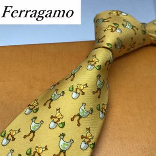 Salvatore Ferragamo - 美品★ サルバトーレフェラガモ★ ブランド ネクタイ シルク  伊製  黄系