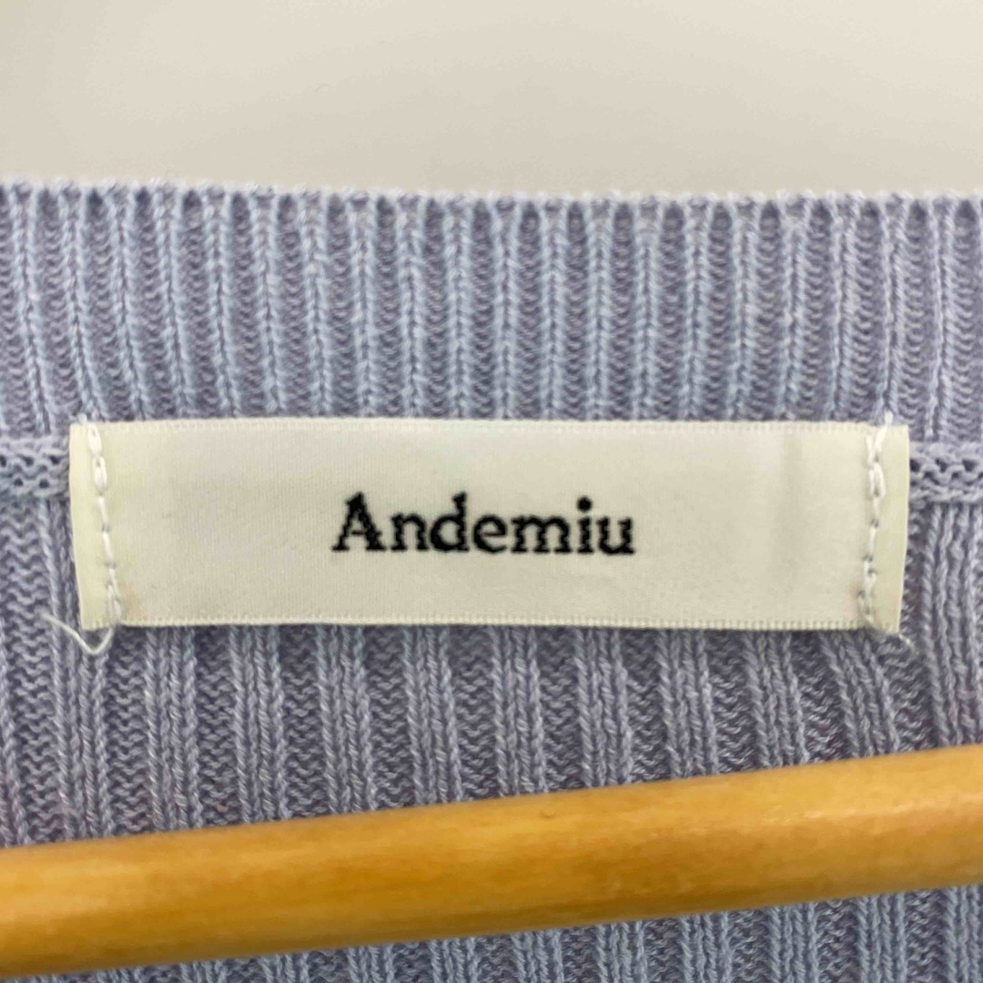 Andemiu(アンデミュウ)のAndemiu アンデミュウ レディース ニットワンピース リブ サックス ネイビー 巻きスカート レディースのワンピース(ロングワンピース/マキシワンピース)の商品写真