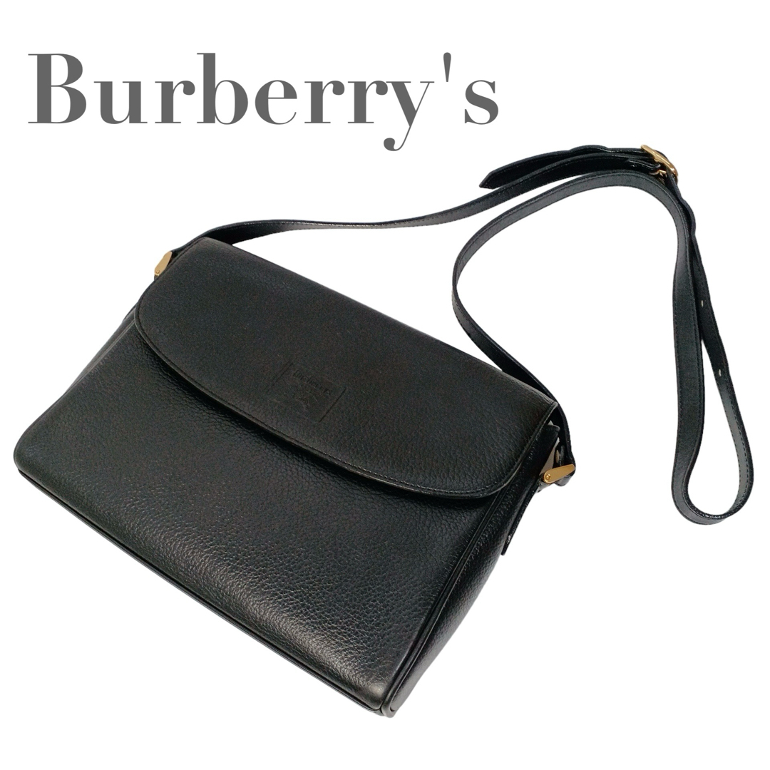 BURBERRY(バーバリー)の美品 バーバリーズ ショルダーバッグ レザー ブラック ヴィンテージ チェック レディースのバッグ(ショルダーバッグ)の商品写真
