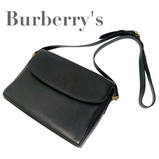 バーバリー(BURBERRY)の美品 バーバリーズ ショルダーバッグ レザー ブラック ヴィンテージ チェック(ショルダーバッグ)