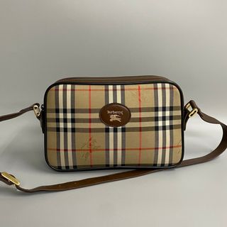 バーバリー(BURBERRY)の美品 Burberrys バーバリーズ ノバチェック シャドーホース キャンバス レザー ショルダーバッグ クロスボディバッグ ブラウン 44123(ショルダーバッグ)