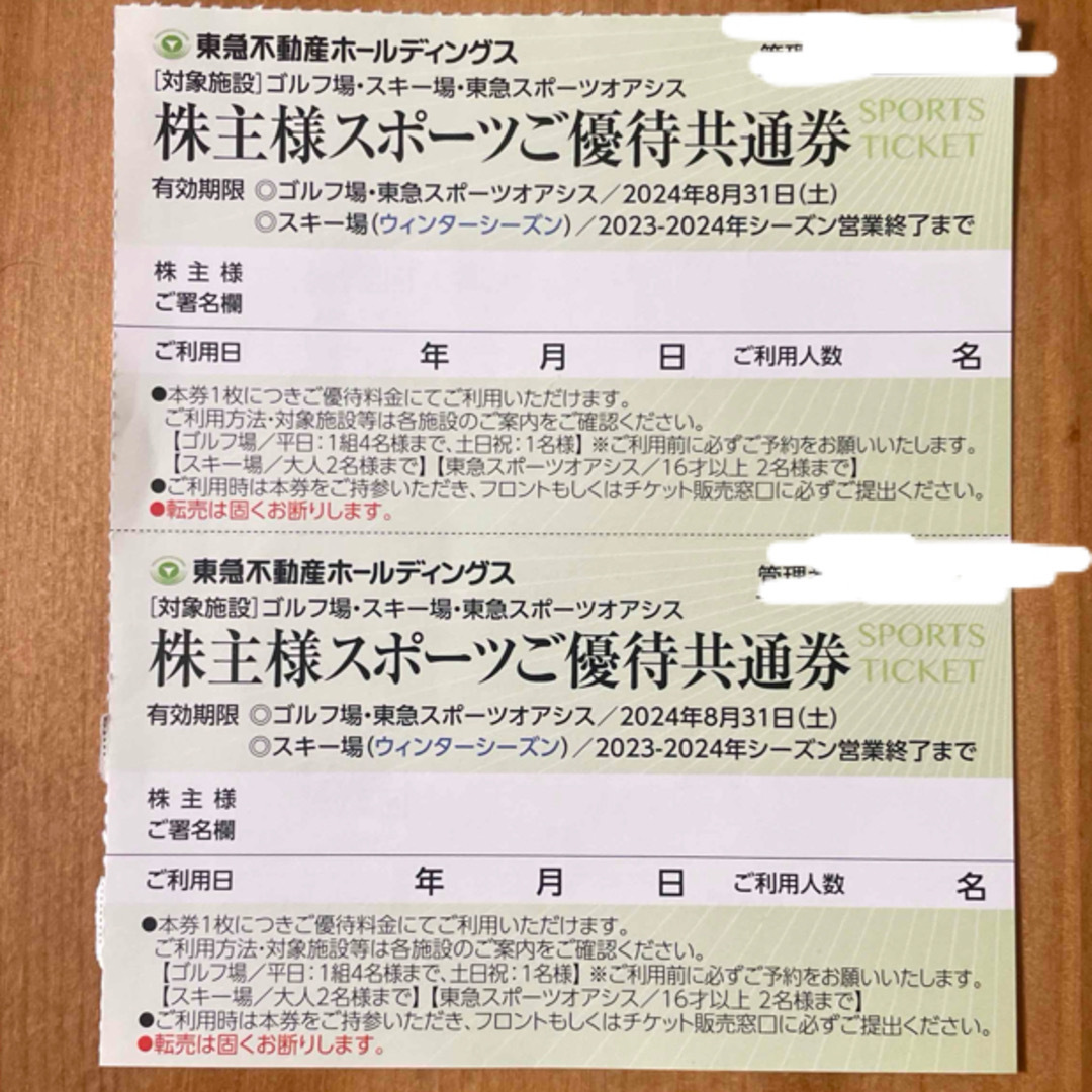 東急不動産ホールディングス 株主優待 スポーツ優待共通券 チケットの施設利用券(フィットネスクラブ)の商品写真