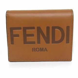 FENDI - フェンディ FENDI 二つ折り財布 ロゴ入り　スモールウォレット　8M0420 ブラウン　レザー　コンパクト財布