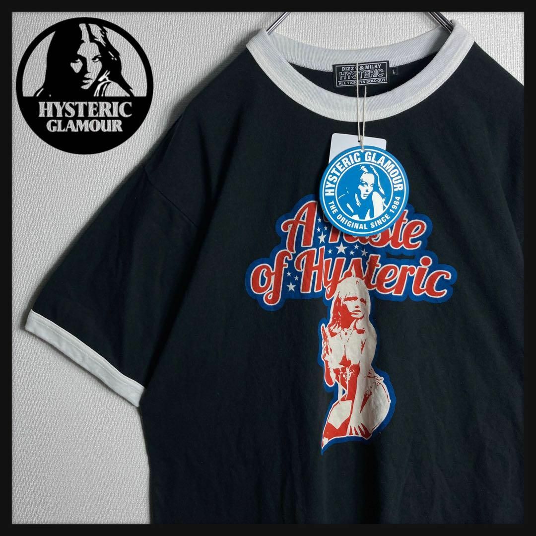 HYSTERIC GLAMOUR(ヒステリックグラマー)の【新品未使用タグ付き】ヒステリックグラマー　リンガーTシャツ　ヒスガール　黒　L メンズのトップス(Tシャツ/カットソー(半袖/袖なし))の商品写真