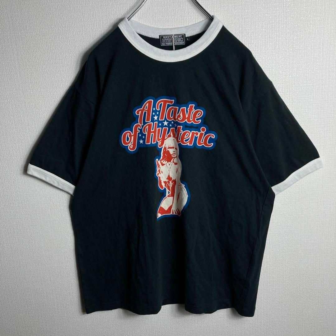 HYSTERIC GLAMOUR(ヒステリックグラマー)の【新品未使用タグ付き】ヒステリックグラマー　リンガーTシャツ　ヒスガール　黒　L メンズのトップス(Tシャツ/カットソー(半袖/袖なし))の商品写真