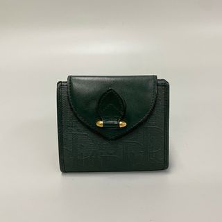 ディオール(Dior)の極上 美品 希少品 Christian Dior ディオール トロッター 柄 ロゴ レザー 本革 二つ折り 財布 ミニ ウォレット 札入れ コインケース 43983(財布)