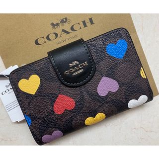 コーチ(COACH)の[新品未使用]✨COACHハートマルチカラー二つ折り財布✨ミニ財布(財布)